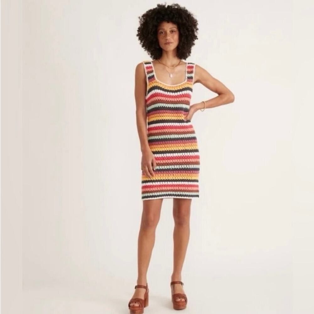 Marine Layer Archive Fiona Crochet Mini Dress Multi-color Large New